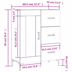 vidaXL Sideboard Storage Cabinet Side Cabinet Cupboard White Engineered Wood - smoked oak