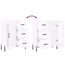 vidaXL Sideboard Storage Cabinet Side Cabinet Cupboard White Engineered Wood - high gloss white - Additional view 8