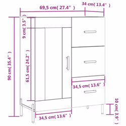 vidaXL Sideboard Storage Cabinet Side Cabinet Cupboard White Engineered Wood - concrete grey - Additional view 3