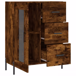 vidaXL Sideboard Storage Cabinet Side Cabinet Cupboard White Engineered Wood - smoked oak - Additional view 5