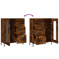 vidaXL Sideboard Storage Cabinet Side Cabinet Cupboard White Engineered Wood - smoked oak - Additional view 8