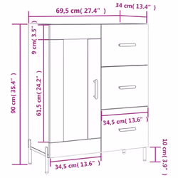 vidaXL Sideboard Storage Cabinet Side Cabinet Cupboard White Engineered Wood - grey sonoma - Additional view 3