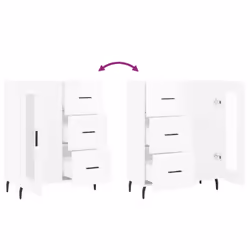 vidaXL Sideboard Storage Cabinet Side Cabinet Cupboard White Engineered Wood - high gloss white - Additional view 8
