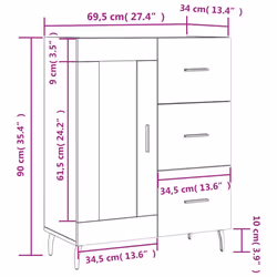 vidaXL Sideboard Storage Cabinet Side Cabinet Cupboard White Engineered Wood - smoked oak