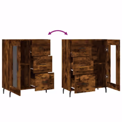 vidaXL Sideboard Storage Cabinet Side Cabinet Cupboard White Engineered Wood - smoked oak - Additional view 8