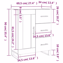 vidaXL Sideboard Cabinet Storage Cabinet Cupboard Brown Oak Engineered Wood - white
