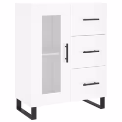 vidaXL Sideboard Cabinet Storage Cabinet Cupboard Brown Oak Engineered Wood - high gloss white