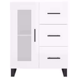 vidaXL Sideboard Cabinet Storage Cabinet Cupboard Brown Oak Engineered Wood - high gloss white - Additional view 4
