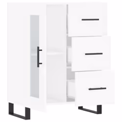 vidaXL Sideboard Cabinet Storage Cabinet Cupboard Brown Oak Engineered Wood - high gloss white - Additional view 5