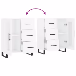 vidaXL Sideboard Cabinet Storage Cabinet Cupboard Brown Oak Engineered Wood - high gloss white - Additional view 8