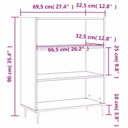 vidaXL Bookcase Sideboard Storage Unit Bookshelf Sonoma Oak Engineered Wood - grey sonoma