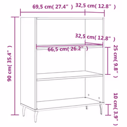 vidaxL Shelf Cabinet Bookcase Display Shelves Storage White Engineered Wood - grey sonoma - Additional view 8