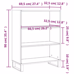 vidaxL Shelf Cabinet Bookcase Display Shelf Concrete Grey Engineered Wood - concrete grey - Additional view 8