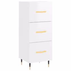 vidaXL Sideboard Storage Cabinet Cupboard Side Cabinet White Engineered Wood - high gloss white