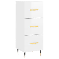 vidaXL Sideboard Storage Cabinet Cupboard Side Cabinet White Engineered Wood - high gloss white