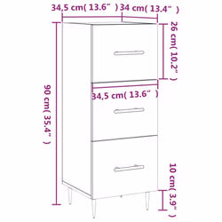 vidaXL Sideboard Storage Cabinet Cupboard Side Cabinet White Engineered Wood - concrete grey - Additional view 3