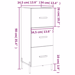 vidaXL Sideboard Hall Storage Side Cabinet Cupboard Brown Oak Engineered Wood - Additional view 3