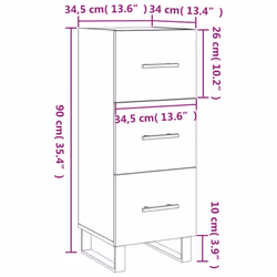 vidaXL Sideboard Storage Side Cabinet Cupboard Sonoma Oak Engineered Wood - smoked oak