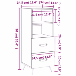vidaXL Sideboard Storage Cabinet Cupboard Side Cabinet White Engineered Wood - sonoma oak