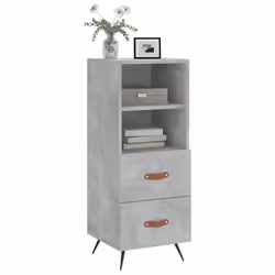 vidaXL Sideboard Storage Cabinet Cupboard Side Cabinet White Engineered Wood - concrete grey - Additional view 2