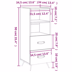 vidaXL Sideboard Storage Cabinet Cupboard Side Cabinet White Engineered Wood - smoked oak - Additional view 3