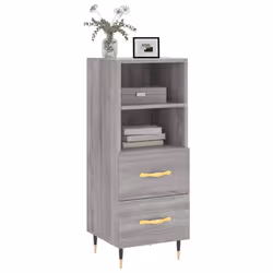 vidaXL Sideboard Storage Cabinet Cupboard High Gloss White Engineered Wood - grey sonoma