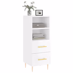 vidaXL Sideboard Storage Cabinet Side Cabinet Concrete Grey Engineered Wood - high gloss white - Additional view 2