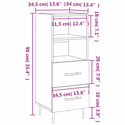 vidaXL Sideboard Storage Cabinet Side Cabinet Concrete Grey Engineered Wood - high gloss white - Additional view 3