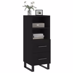 vidaXL Sideboard Storage Cabinet Side Cabinet Cupboard White Engineered Wood - black
