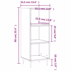 vidaXL Sideboard Highboard Cupboard Side Cabinet Smoked Oak Engineered Wood - high gloss white - Additional view 8
