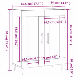 vidaXL Sideboard Storage Cabinet Cupboard High Gloss White Engineered Wood - sonoma oak - Additional view 3