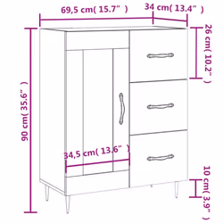 vidaXL Sideboard Storage Side Cabinet Cupboard Smoked Oak Engineered Wood - concrete grey