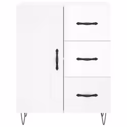 vidaXL Sideboard Storage Cabinet Side Cabinet Cupboard Black Engineered Wood - high gloss white - Additional view 4