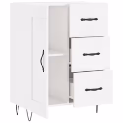 vidaXL Sideboard Storage Cabinet Side Cabinet Cupboard Black Engineered Wood - high gloss white - Additional view 5
