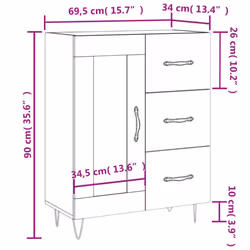 vidaXL Sideboard Storage Cabinet Side Cabinet Cupboard Black Engineered Wood - concrete grey - Additional view 3