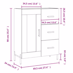 vidaXL Sideboard Storage Cabinet Cupboard Side Cabinet Brown Oak Engineered Wood - white