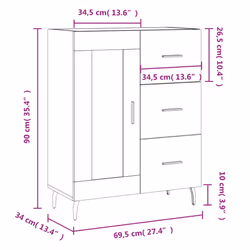 vidaXL Sideboard Storage Cabinet Side Cabinet Cupboard White Engineered Wood - brown oak