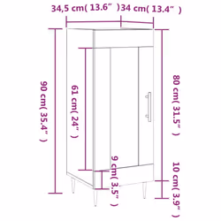 vidaXL Sideboard Storage Cabinet Side Cabinet Cupboard White Engineered Wood - grey sonoma - Additional view 3