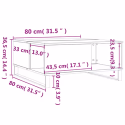 vidaXL Coffee Table Side Table Sofa Couch Tea Table White Engineered Wood - grey sonoma