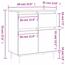 vidaXL Sideboard Storage Side Cabinet Cupboard Sonoma Oak Engineered Wood - Additional view 10