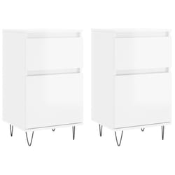 vidaXL Sideboard Storage Cabinet Cupboard Side Cabinet White Engineered Wood - high gloss white, 2 pcs