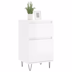 vidaXL Sideboard Storage Cabinet Cupboard Side Cabinet White Engineered Wood - high gloss white, 2 pcs