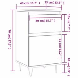 vidaXL Sideboard Storage Cabinet Cupboard Side Cabinet White Engineered Wood - grey sonoma, 2 pcs - Additional view 3