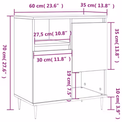 vidaXL Sideboard Storage Cabinet Cupboard Side Cabinet White Engineered Wood - brown oak