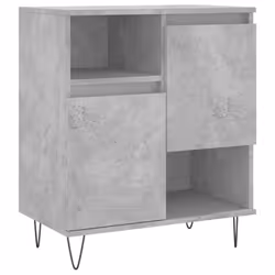 vidaXL Sideboard Storage Cabinet Cupboard High Gloss White Engineered Wood - concrete grey