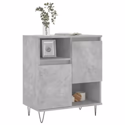 vidaXL Sideboard Storage Cabinet Cupboard High Gloss White Engineered Wood - concrete grey