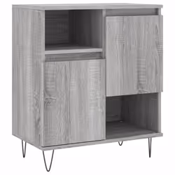 vidaXL Sideboard Storage Cabinet Cupboard High Gloss White Engineered Wood - grey sonoma