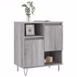 vidaXL Sideboard Storage Cabinet Cupboard High Gloss White Engineered Wood - grey sonoma