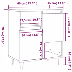 vidaXL Sideboard Storage Cabinet Cupboard High Gloss White Engineered Wood - grey sonoma