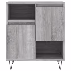 vidaXL Sideboard Storage Cabinet Cupboard High Gloss White Engineered Wood - grey sonoma - Additional view 4
